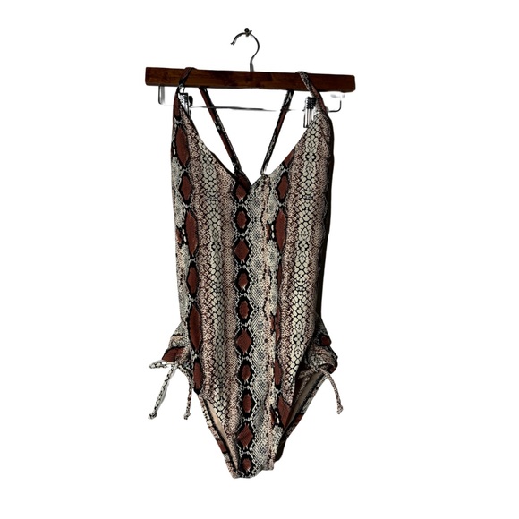 NWT Kona‎ Sol animal print cream and brown one piece bathing suit size M - Picture 1 of 9